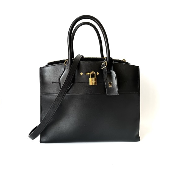 Louis Vuitton City Steamer PM in Black Taurillon Leather